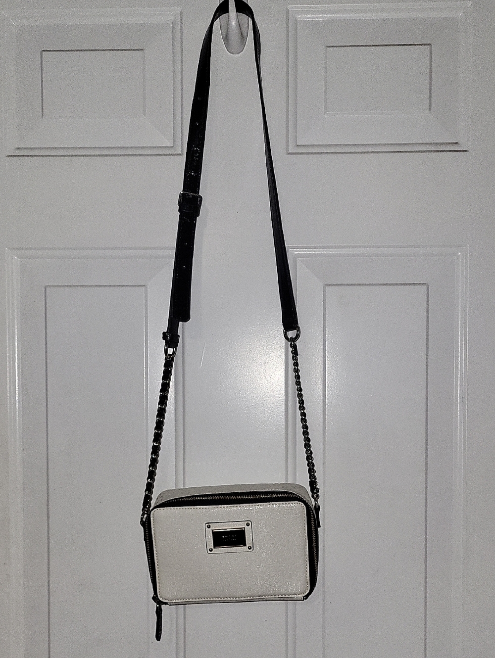 Guess White and Black Crossbody Camera Bag